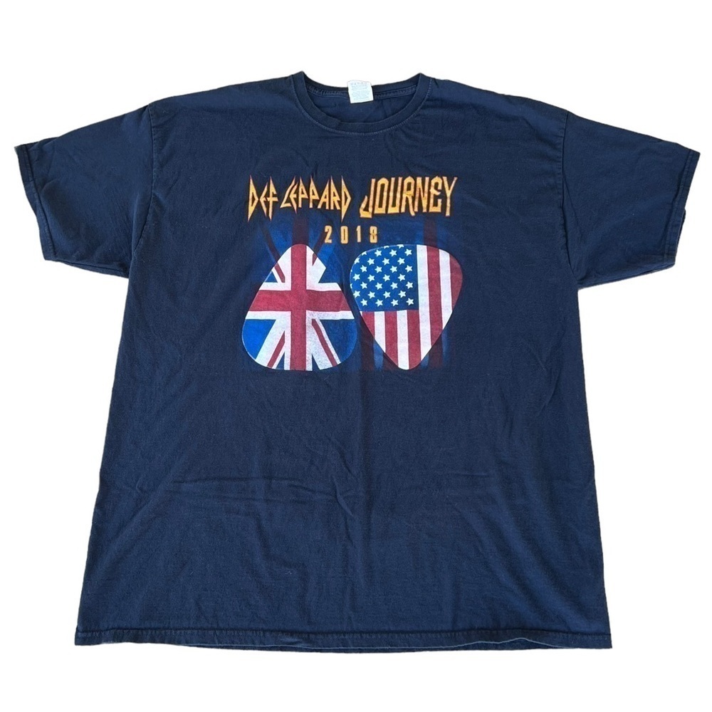 Def Leopard Journey 2018 Tour Concert T-Shirt Double Sided Merch 2XL Tour Dates